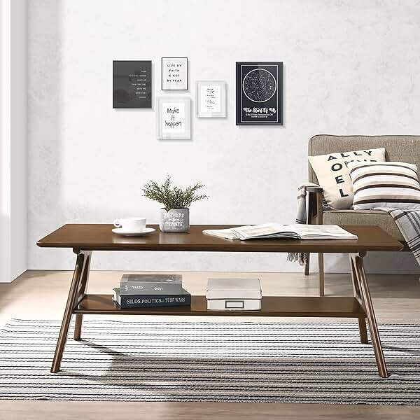 Arona Mid-Century Modern Wood Coffee Table with Shelf - Product Image