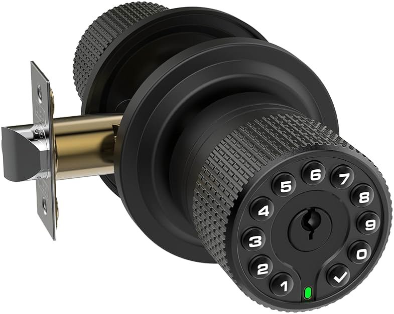 iulock Keypad & Key Smart Door Lock, 50 User Codes, Waterproof, Auto Lock - Matte Black - Product Image