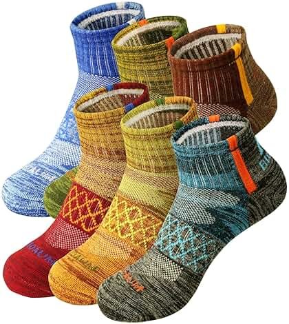 BIOAUM Men's Athletic Socks Size 10-13 - 6 Pairs Cotton Quarter Socks for Running, Workout, Work - Product Image
