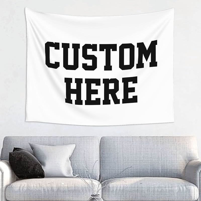 Custom Tapestry Personalized Image Text Custom Wall Tapestry Wedding Funny Backdrop 37''W X 29''L Tapestries, White,Dormitory - Product Image