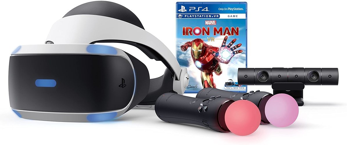 Sony Playstation VR Marvel's Iron Man Bundle, White: Playstation VR Headset, Camera, 2 Move Motion Controllers, VR Digital Code for PS4 PS5 - Product Image