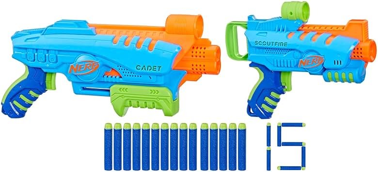 NERF Elite Junior Ultimate Starter Set, 2 Easy Play Blasters, 15 Darts for Kids Outdoor Games, Ages 6 & Up - Product Image