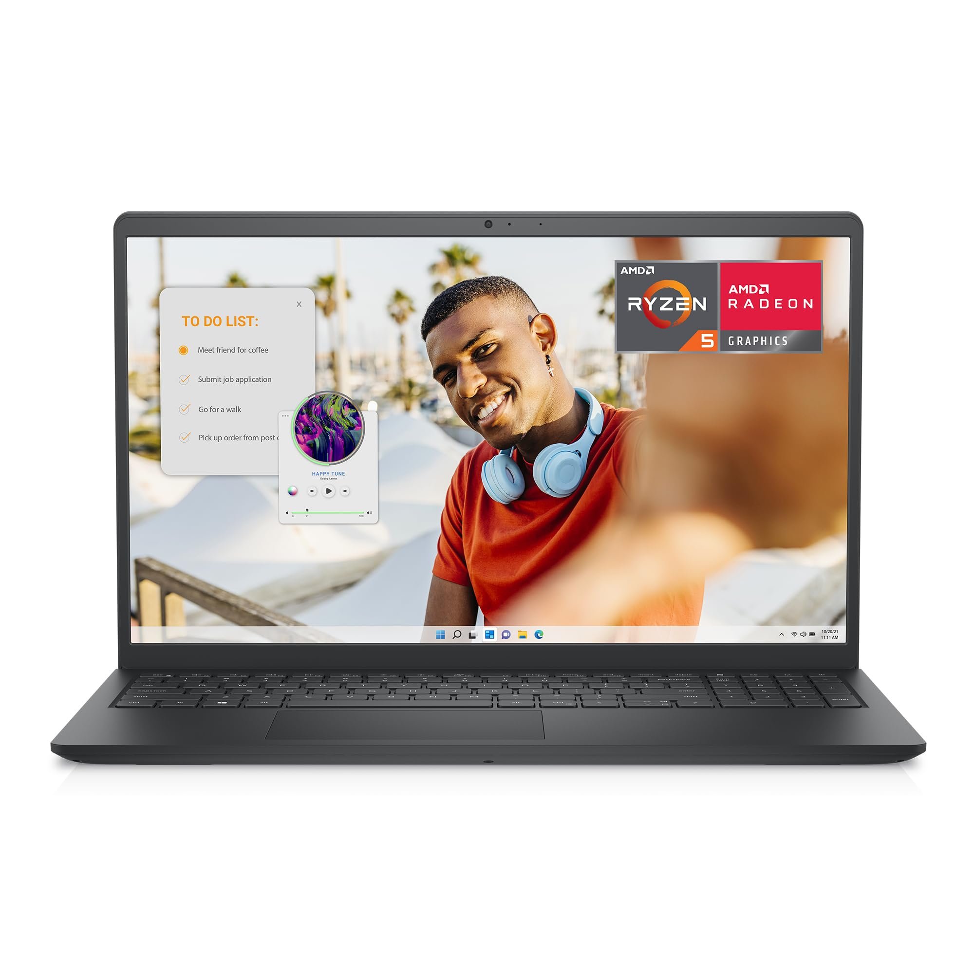 Dell Inspiron 15 3535 Laptop - 15.6-inch FHD (1920 x 1080) Display, AMD Ryzen 5 7520U Processor, 8GB DDR4 RAM, 512GB SSD, AMD Radeon Graphics, Windows 11 Home, 6-Months Migrate - Carbon Black - Product Image