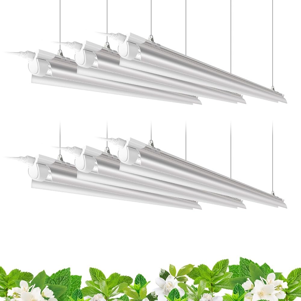 Barrina Plant Grow Lights, 4FT 5000K Full Spectrum Daylight White, 252W(6 x 42W, 1400W Equivalent), T8 LED Grow Light Strips, Growing Lamp Fixture, Plant Lights for Indoor Plants, Greenhouse, 6-Pack - Product Image