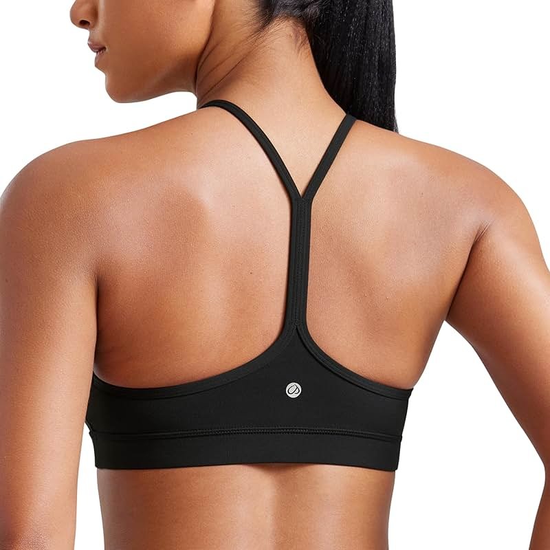 CRZ YOGA Butterluxe Y Back Sports Bras for Women - Padded Racerback Low Impact Spaghetti Thin Strap Workout Yoga Top - Product Image