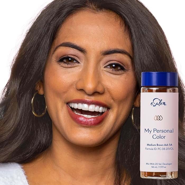eSalon Permanent Hair Color Kit - Medium Brown Ash - Professional-Grade Ammonia-Free Dye for Up To 100% Gray Coverage on All Hair Types - Product Image