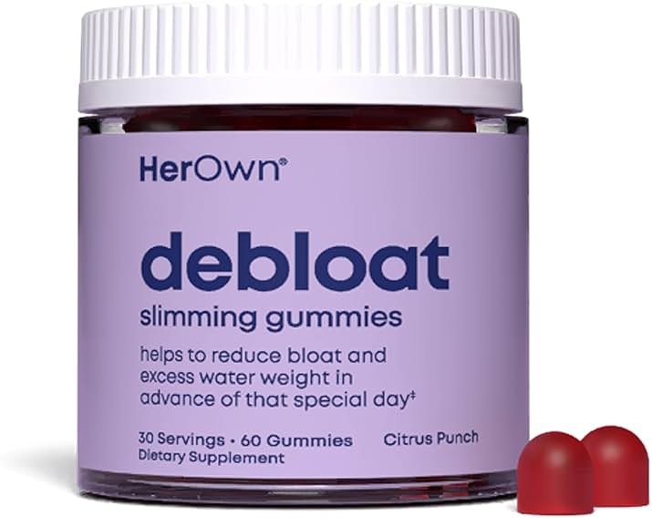 her own Debloat Gummy, Bloating and Gas Relief, Helps Reduce Water Retention, Supports Energy, with Apple Cider Vinegar and Dandelion, Gluten and Soy Free, Vegan, 60 Gummies, 60 Servings - Product Image