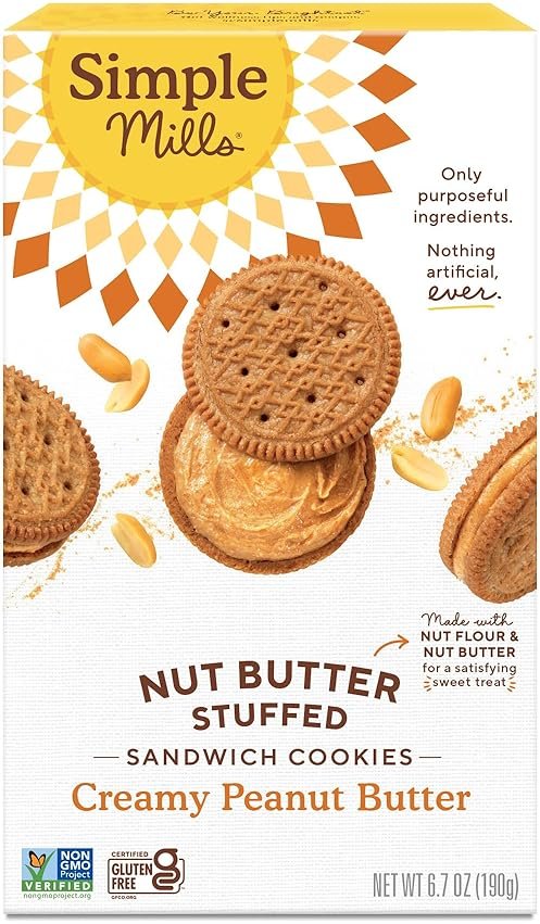 Simple Mills Creamy Peanut Butter Sandwich Cookies - Gluten Free, Vegan, Healthy Snacks, 6.7 Ounce (Pack of 1) - Product Image