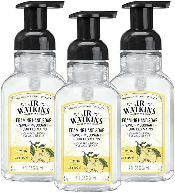 J.R. Watkins Foaming Hand Soap with Pump Dispenser, Moisturizing Foam Hand Wash, Alcohol-Free, Cruelty-Free, Citron, 9 fl oz, 3 Pack - Product Image