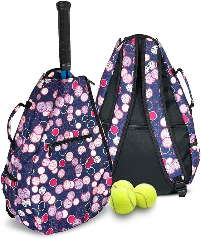 Womens Tennis Backpack - Taboo Fashions Ladies Tennis Bag Holds Two Racquets, Padded Straps and Side Carry Handle - Product Image