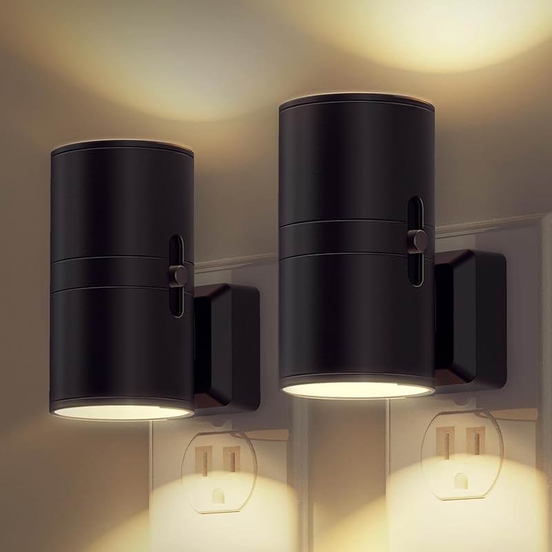 L LOHAS LED Night Light Plug in, Modern Night Lights Plug into Wall, Dusk to Dawn Sensor, Soft White 3000K, 0-100LM Adjustable Brightness, Dimmable Night Lights for Hallway Bedroom Stairway, 2 Pack - Product Image