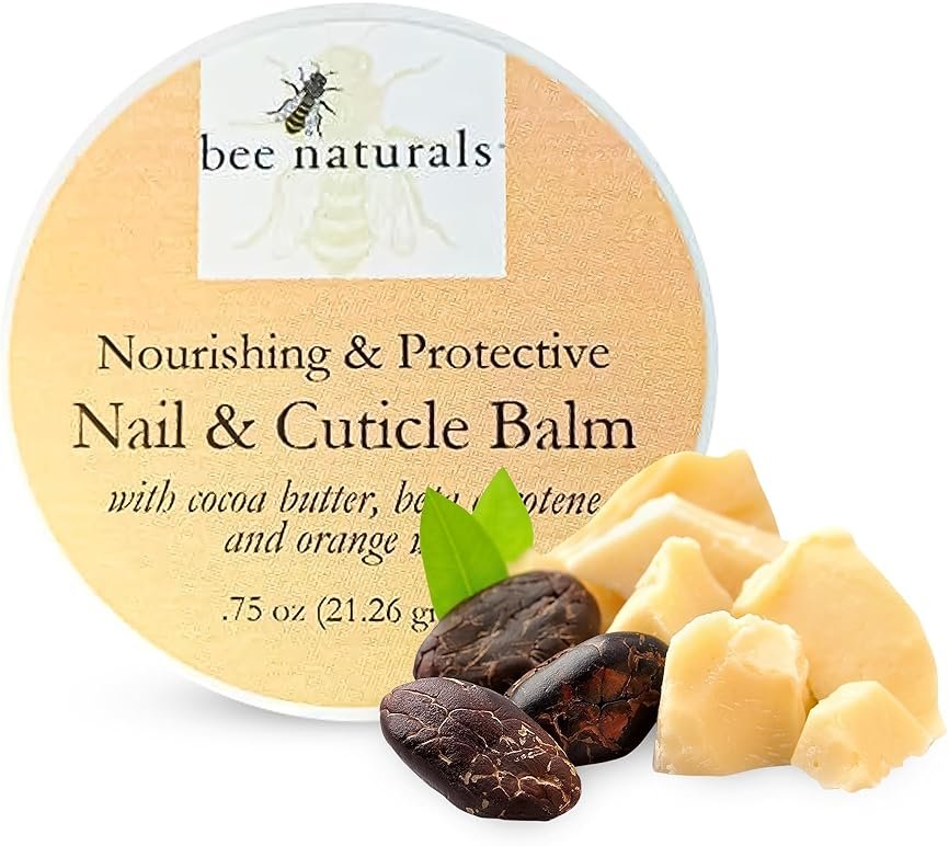 Bee Naturals Nail & Cuticle Balm - Cocoa Butter & Beta Carotene Blend for Strong, Smooth Nails - luscious natural tangerine fragance Shea Butter & Beeswax Cruelty-Free Nail Care - Product Image