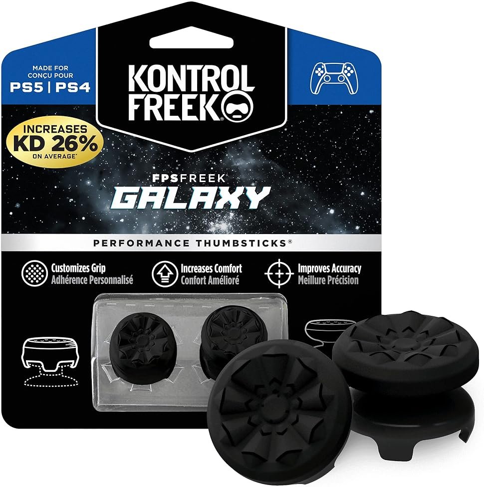 KontrolFreek FPS Freek Galaxy Black for PlayStation 4 (PS4) and PlayStation 5 (PS5) | Performance Thumbsticks | 1 High-Rise, 1 Mid-Rise | Black (Limited Edition) - Product Image