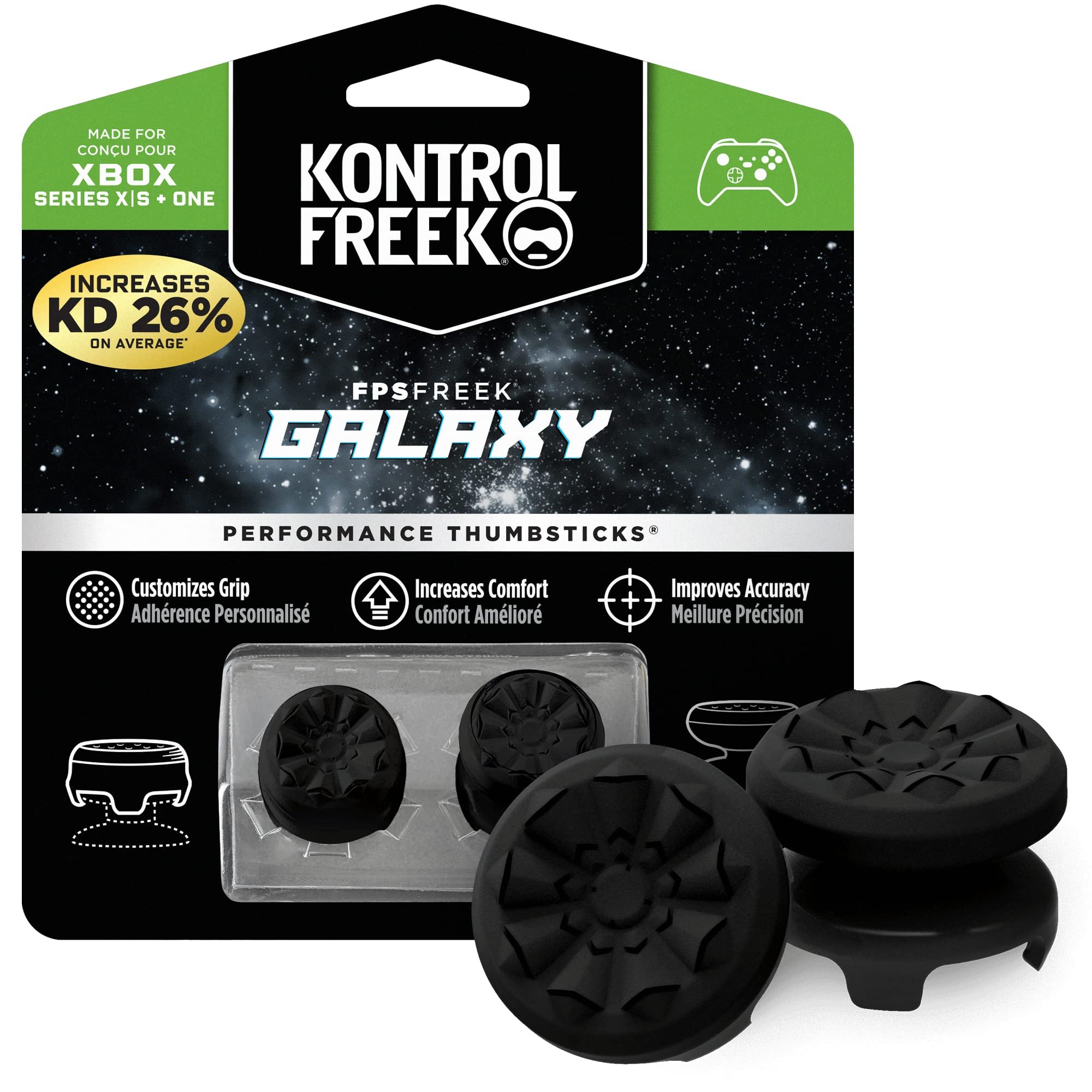 KontrolFreek FPS Freek Galaxy Black for Xbox One and Xbox Series X Controller | 2 Performance Thumbsticks | 1 High-Rise, 1 Mid-Rise | Black (Limited Edition) - Product Image