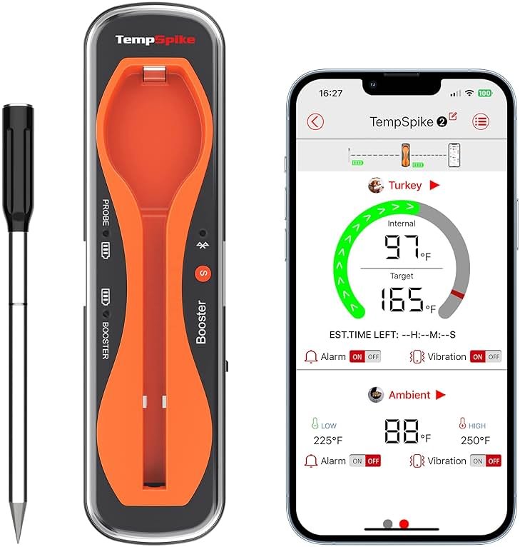 ThermoPro TempSpike 500 ft Wireless Meat Thermometer Digital, Bluetooth Meat Thermometer Wrieless for Beef Lamb Chicken Turkey, Smoker Acccessories for Rotisserie Sous Vide BBQ Oven Air Fryer - Product Image