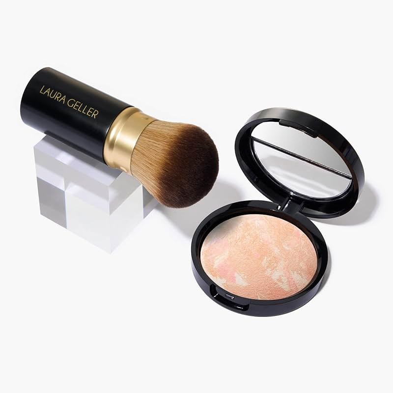 LAURA GELLER NEW YORK Baked Balance-N-Glow Illuminating Color Correcting Foundation - Porcelain - Retractable Airbrush Kabuki Brush (2 PC) - Product Image