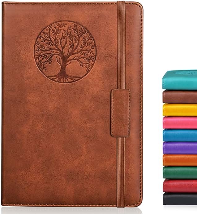 Lined Journal Notebook for Women Men,256 Thick Pages,A5 Hardcover Vintage Leather Journal for Writing,Travel,Business,Work, School,College Ruled Notebooks for Note Taking,Daily Diary 5.7"×8.3" - Product Image