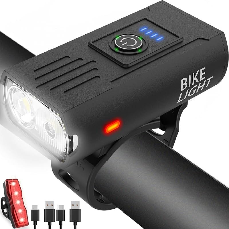 Victoper Bike Light, High Lumens Super Bright Bicycle Lite, 6+4 Modes USB Rechargeable Bike Headlight & Taillight Set, Waterproof Safety Bike Front & Rearlight for Road, Mountain, Night Riding - Product Image
