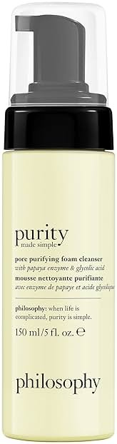 philosophy purity made simple pore purifying foaming facial cleanser - with papaya enzyme & glycolic acid - face wash removes dirt and impurities from pores - 5 fl oz - Product Image