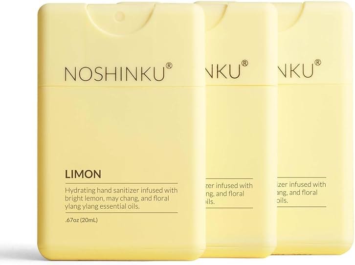 Noshinku - Refillable Hand Sanitizer Limon 3-Pack, Travel Size Spray with Hydrating Botanical Oils, Natural Ingredients, All Natural Fragrances, Sugarcane Derived Alcohol, No Parabens, No Dyes - Product Image