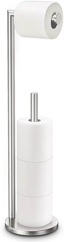 Toilet Paper Holder Stand, Toilet Paper Stand Brushed Nickel, Free Standing Toilet Paper Holder, Toilet Paper Storage by Bathth - Product Image