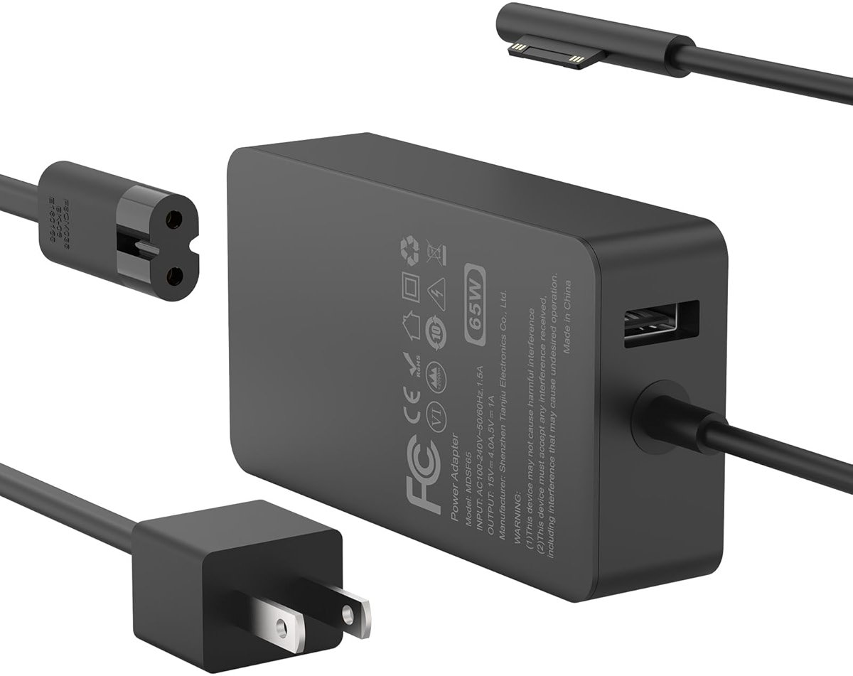 65W Charger Compatible with Microsoft Surface Pro 11, 10, 9, 8, 7+, 7, 6, 5, 4, 3, X, Power Adapter for Windows Surface Laptop 7/6/5/4/3/2/1, Go Tablet, Book 3/2/1, Support 44W, 36W, LED, 10FT - Product Image
