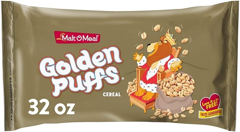 Malt-O-Meal Golden Puffs Sweetened Puffed Wheat Breakfast Cereal, Bulk Family Size, 32 oz Resealable Bag - Product Image