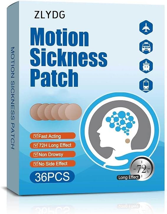 ZLYDG Motion Sickness Patches, 36 PCS Sea Sickness Patch for Cruise,Dizziness Resulted from Travel of Cars, Ships, Airplanes (1 Box) - Product Image