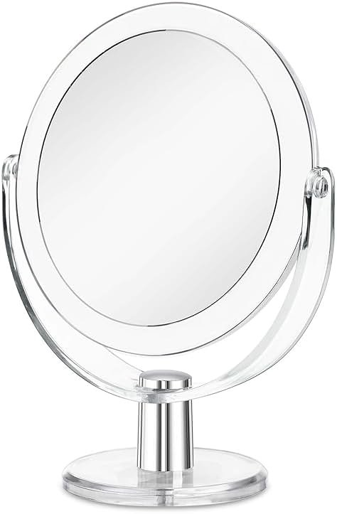 CLSEVXY Vanity Makeup Mirror with Stand, 1X/15X Magnification Double Sided 360 Degree Swivel, Portable Table Desk Counter top Magnifying Mirror, Tabletop Mirror for Bedroom or Dorm Room, 6.25 Inch - Product Image