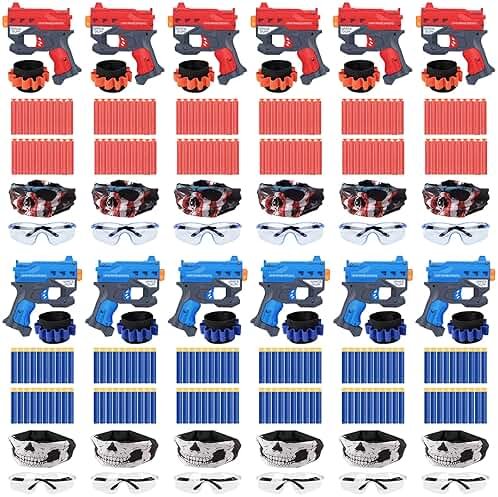 12 Pack Blaster Guns Boys Toy, Party Favors Compatible with Nerf Birthday Party,Easter Basket Stuffers Hand Gun Toys Party Supplies for 3,4,5,6,7,8,9 Years Kids - Product Image