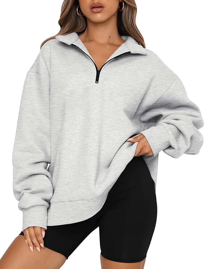 Trendy Queen Women's Oversized Half Zip Fleece Sweatshirts-Cozy Pullover, Sweaters for Fall Winter - Product Image