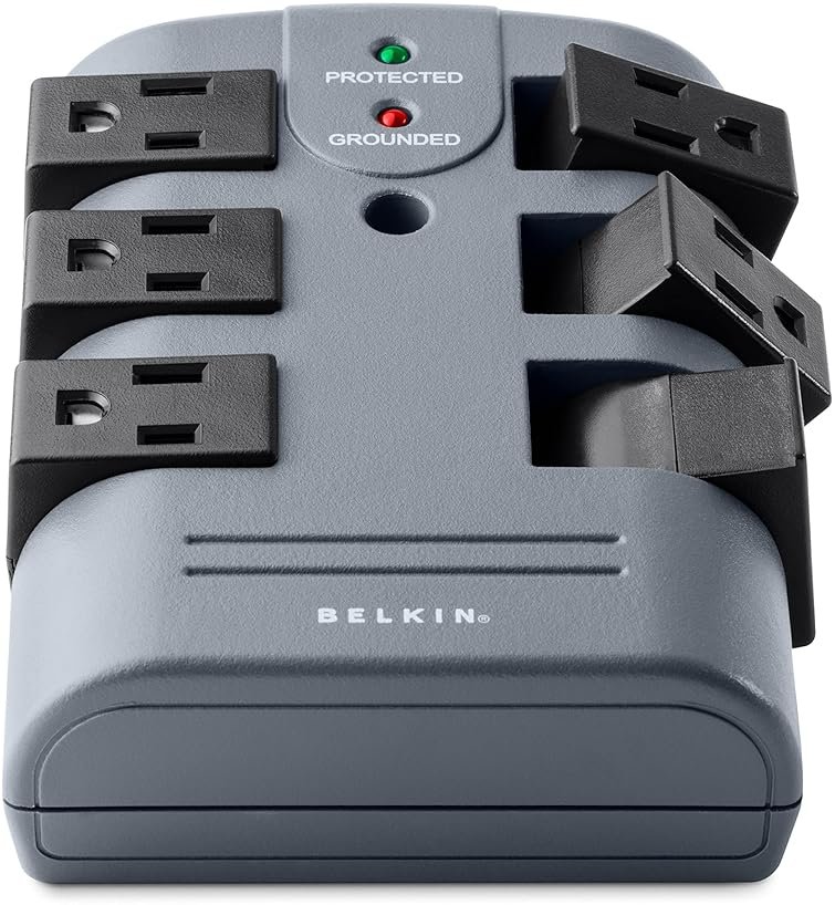 Belkin 6-Outlet Pivot-Plug Surge Protector w/ Wall Mount - Ideal for Mobile Devices, Personal Electronics, Small Appliances and More (1,080 Joules) - 5 Pack - Product Image