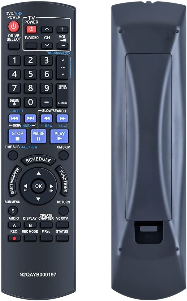 New N2QAYB000197 Replacement Remote Control Applicable for Panasonic DVD VCR Recorder DMR-EZ48 DMR-EZ48V DMR-EZ485V DMR-EZ485 DMR-EZ48VK DMR-EZ485VK - Product Image