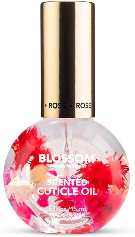 Blossom Cuticle Oil for Nails, Hydrating, Moisturizing, Scented Nail Oil Cuticle Care, Infused with Real Flowers, Made in USA, 0.5 fl. oz, Rose - Product Image