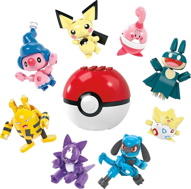 MEGA Pokemon Building Toys Set Trainer 8 Pack with 189 Pieces, 8 Articulated and Poseable Characters, 2 Inches Tall, for Kids - Product Image