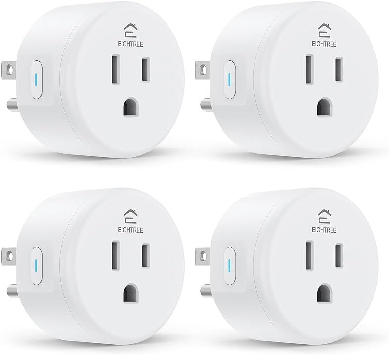 EIGHTREE Smart Plug, WiFi Outlet Works with Alexa & Google Home, Smart Home Socket with Remote Control & Timer Function, 2.4GHz WiFi Only, 4 Packs - Product Image