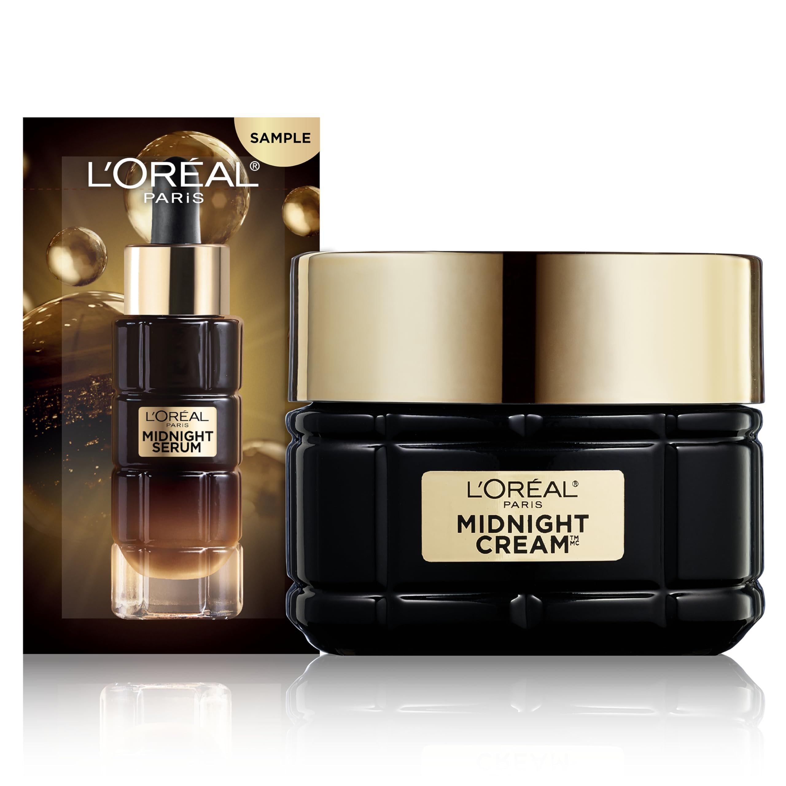 L'Oreal Paris Age Perfect Anti-Aging Midnight Cream, Face Moisturizer with Shea Butter to Reduce Wrinkles and Firm Skin, 1.7oz + Serum Sample - Product Image