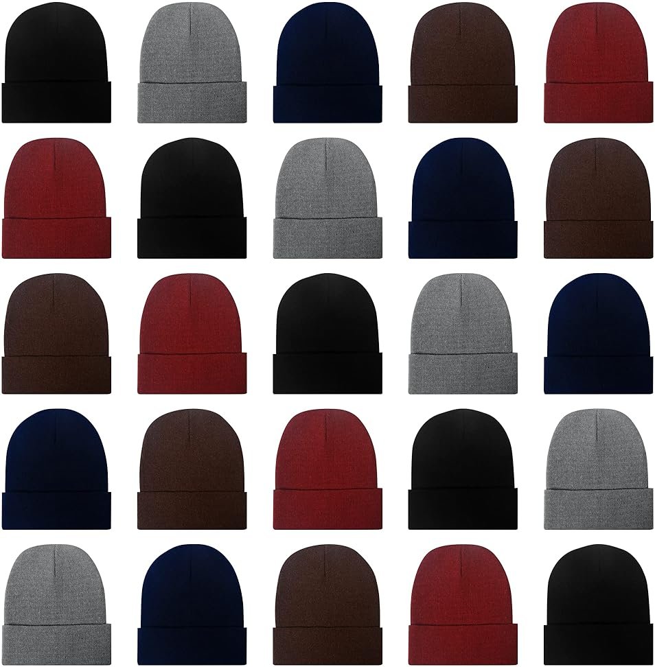 LYDTICK 25 Pack Winter Beanie Hats Bulk for Men Women, Wholesale Knit Beanies Cold Weather Skull Caps - Product Image