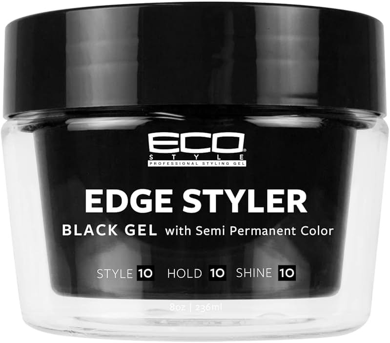 Eco Style Professional Styling Gel Edge Styler Black Gel with Semi Permanent Color - 8 fl oz (Pack of 1) - Product Image
