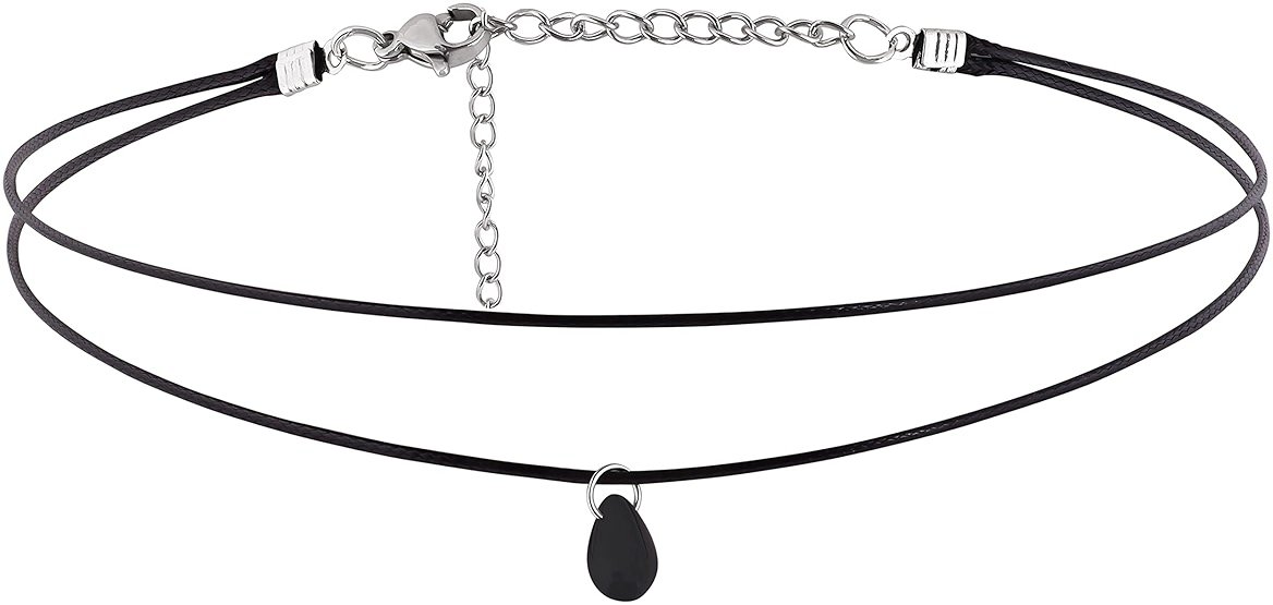 Sacina Layered Black Choker Necklace, Glass Teardrop Chocker, Gothic Black Choker, Boho Goth Necklace, Christmas Jewelry Gift for Women - Product Image