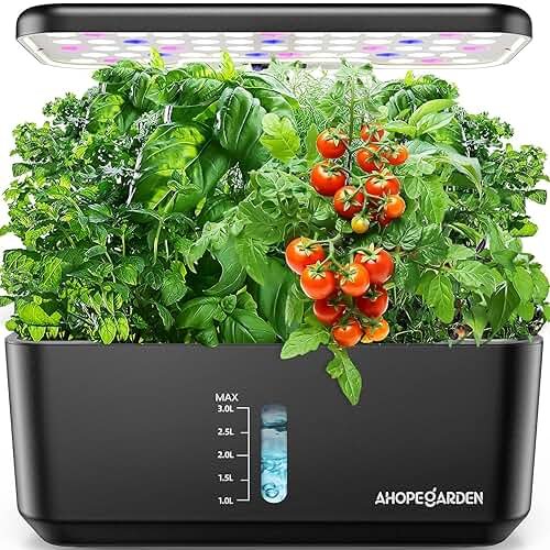 Ahopegarden Indoor Garden Hydroponics Growing System: 10 Pods Plant Germination Kit Herb Vegetable Growth Lamp Countertop with LED Grow Light - Hydrophonic Planter Grower Harvest Lettuce - Product Image