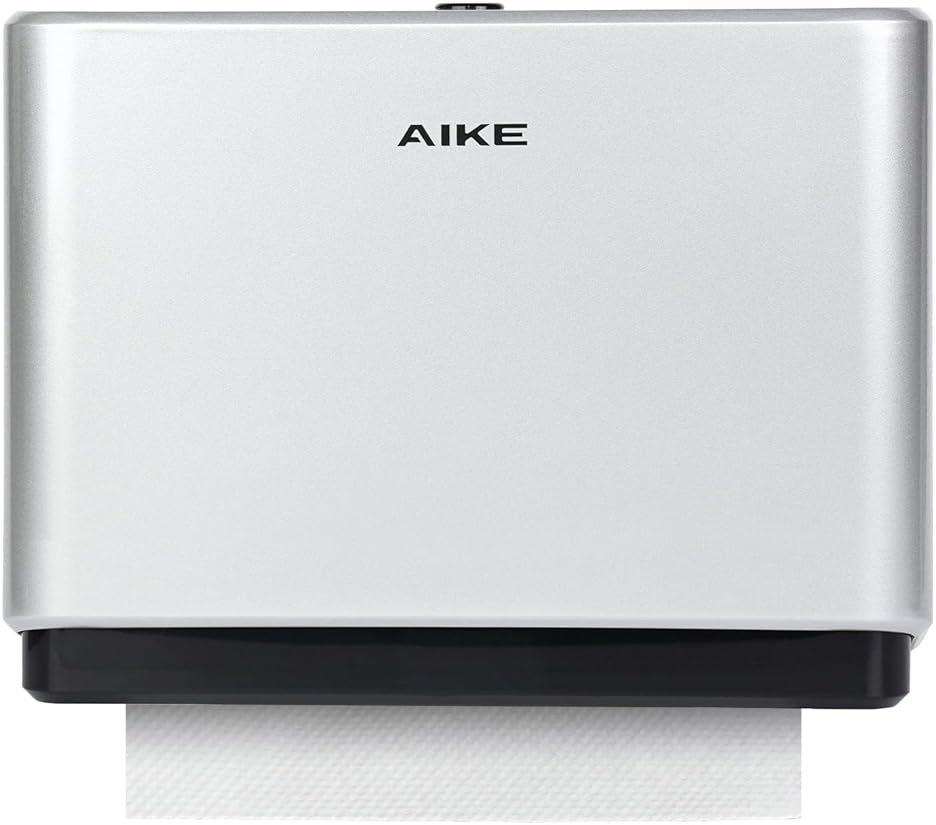 AIKE Wall Mount Paper Towel Dispenser, Fit Multifold Paper Towel Folded Size 10"x3.1" or Smaller, 200 Sheets Capacity Silver Finish - Product Image