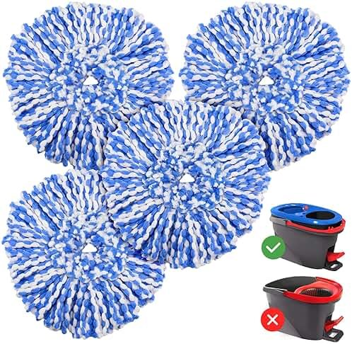 4 Pack RinseClean Spin Mop Replacement Head Spin Mop Refills Compatible with O Ceda RinseClean Dual System, Microfiber Mop Easy Cleaning Floor Head Mo-p for Floor Cleaning RinseClean 2 Tank System - Product Image