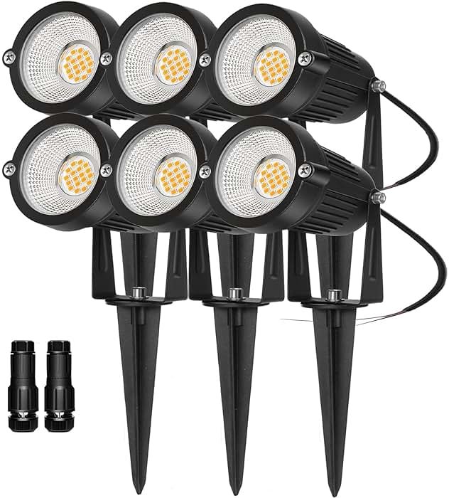 REEGOLD Low Voltage Landscape Lights Outdoor: 7W 700LM LED Landscape Lighting with Connectors for Tree Garden Yard Pathway | 12V 24V Warm White 2700K Spotlights | IP65 Waterproof | 6 Pack - Product Image