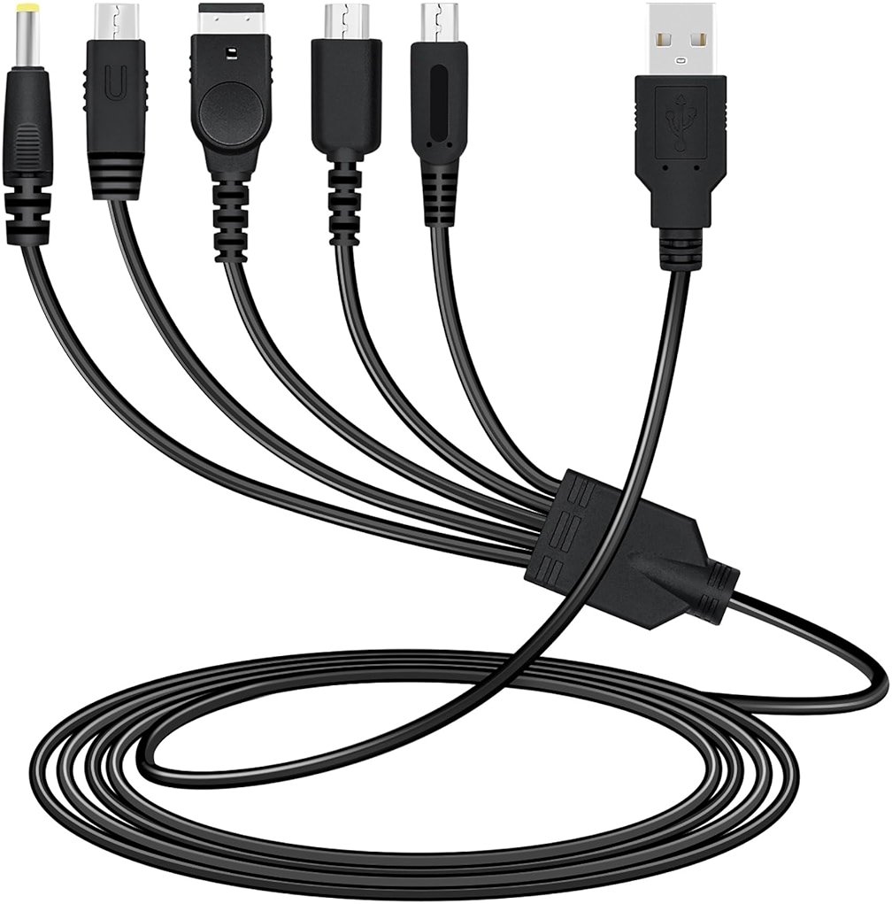 Mcbazel 5 in 1 USB Charging Cable for Nintendo DS Lite/NDS/New 3DS XL/New 3DS/3DS XL/3DS/2DS/DSi XL/Wii U/GBA SP(Gameboy Advance SP)/PSP 1000/2000/3000 Multi-Functional USB Fast Charger Cable-3.9FT - Product Image