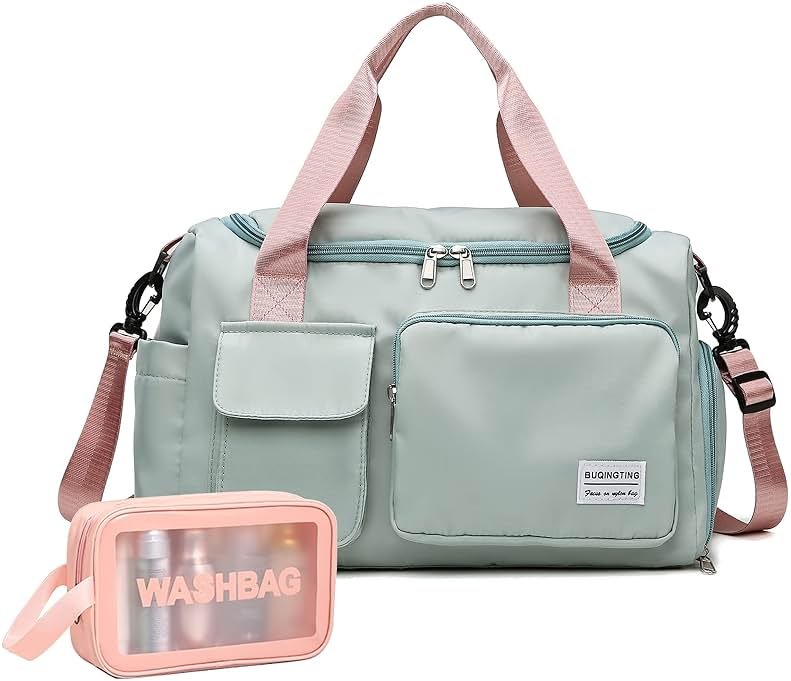Small Gym Bag for Women, Travel Duffle Bag Carry On Weekender Bag with Shoe Compartment - Product Image