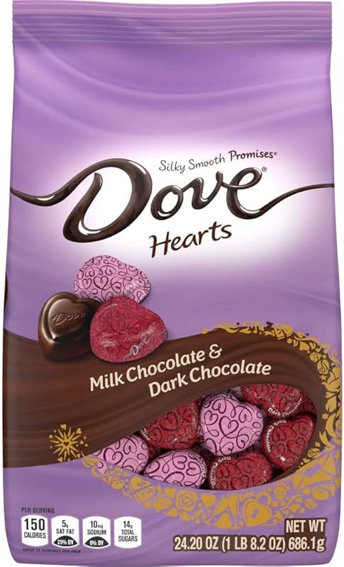 DOVE PROMISES Mixed Heart Milk Chocolate & Dark Chocolate, Valentine's Day Candy Hearts, 24.2 oz Bag - Product Image