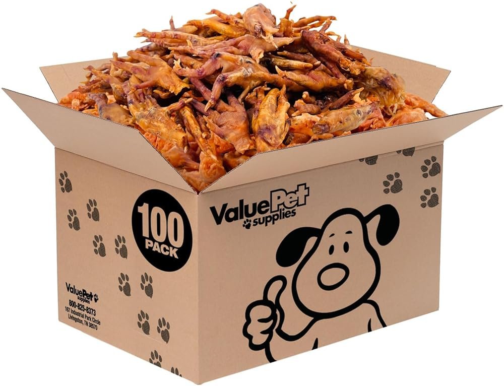 ValueBull Chicken Feet for Dogs, 100 Count Bulk Pack - All Natural Dog Chew, Hip and Joint Chew, Single Ingredient Dog Treat - Product Image