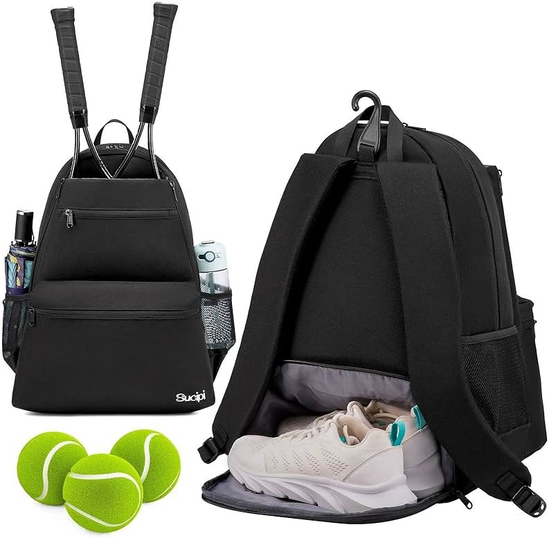 Sucipi Tennis Bag Professional Tennis Backpack for Men and Women Racket Bags Holds 2 Rackets with Ventilated Shoe Compartment - Product Image
