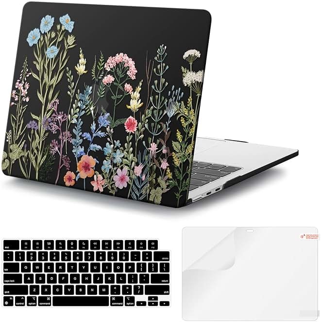 iCasso for MacBook Air 13 inch Case 2025 2024-2022 Release M4 A3240 M3 A3113 A2681 M2 with Liquid Retina Display, Hard Plastic Shell for Mac Air 13.6, TPU Keyboard Cover&Screen Protector, Weeds - Product Image